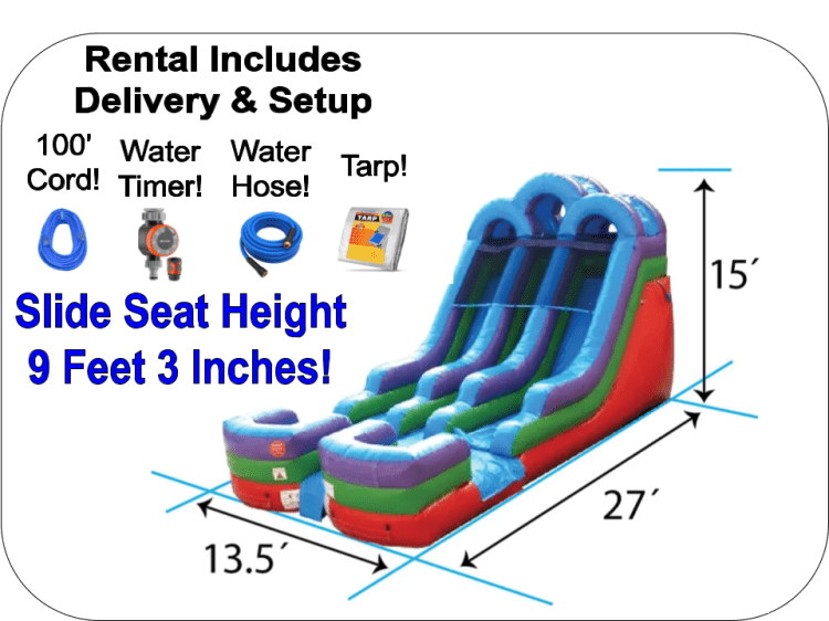 15' Rainbow Water Slide Dual Lane