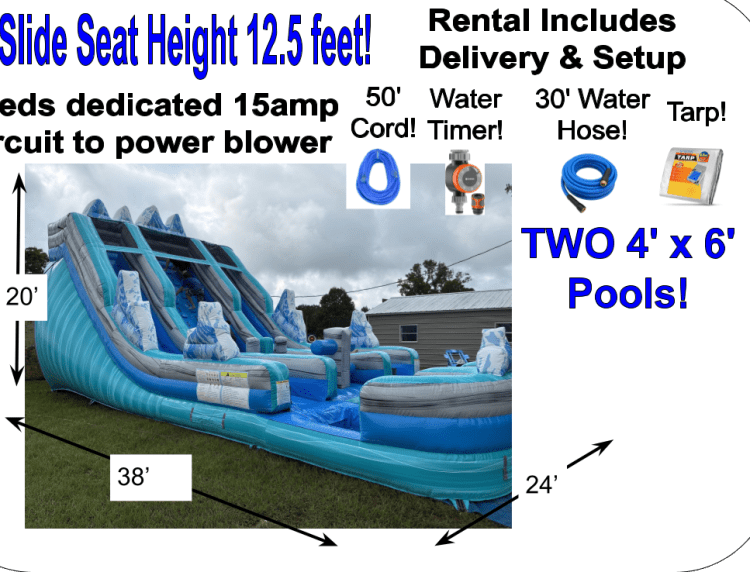 20 ft Double lane obstacle water slide